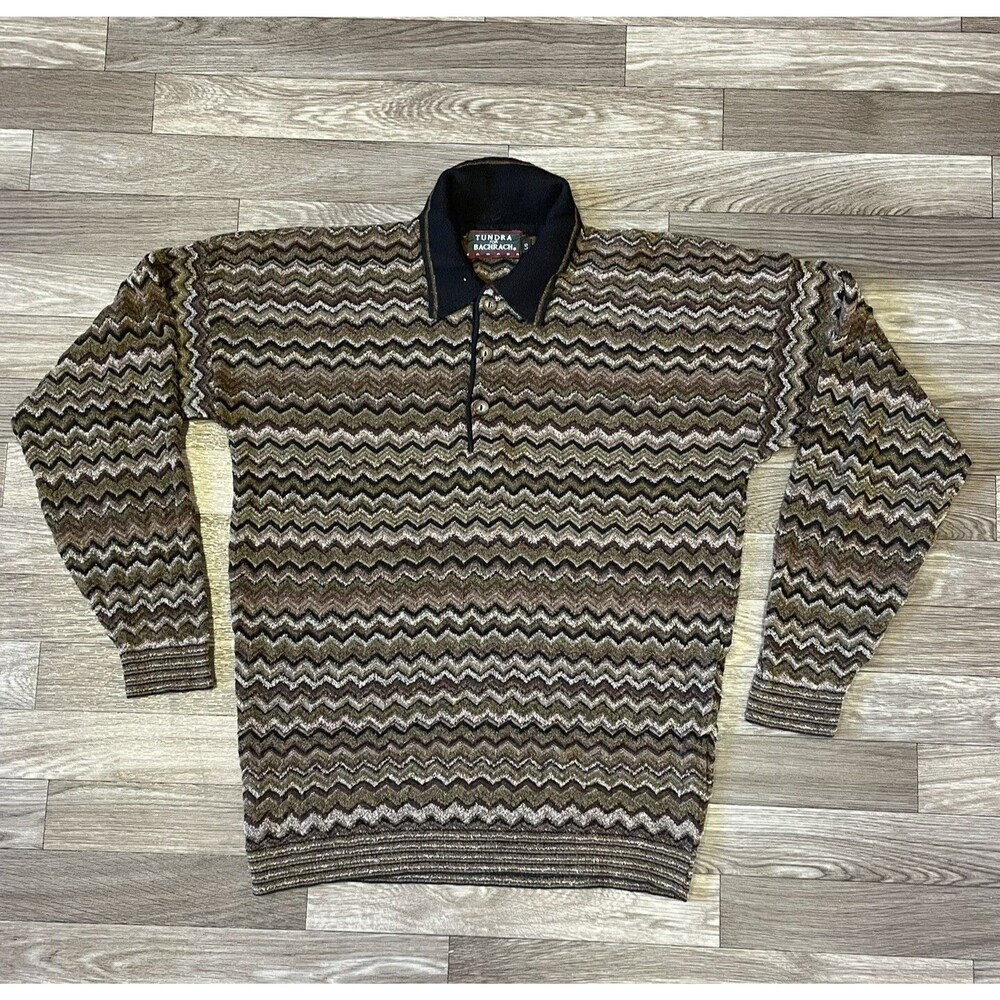 Vintage Tundra Bachrach Sweater Men’s Large Geometric Long Sleeve Henley Western